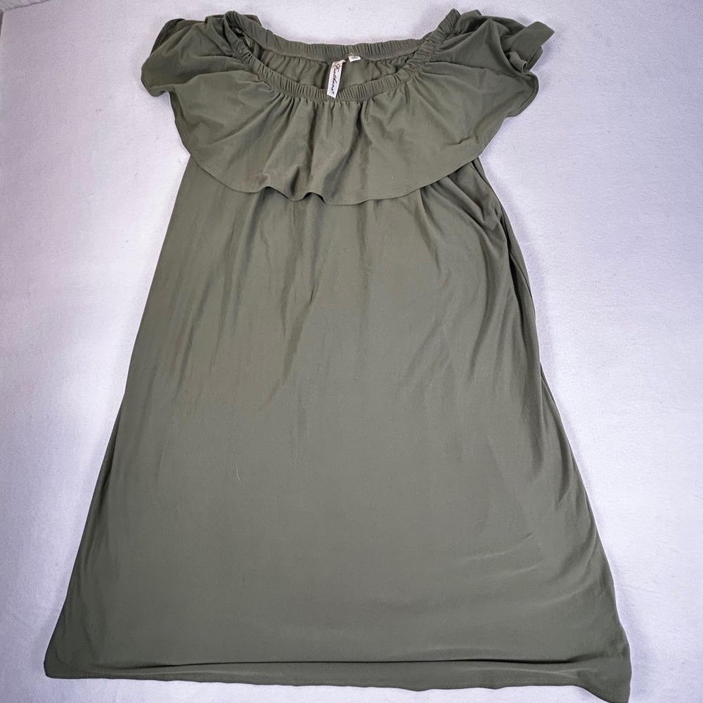 Feather 1X Olive Green Off The Shoulder Ruffle Dress‎ Plus Size